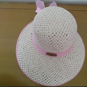 Pink Women's straw hat open back Summer Spring